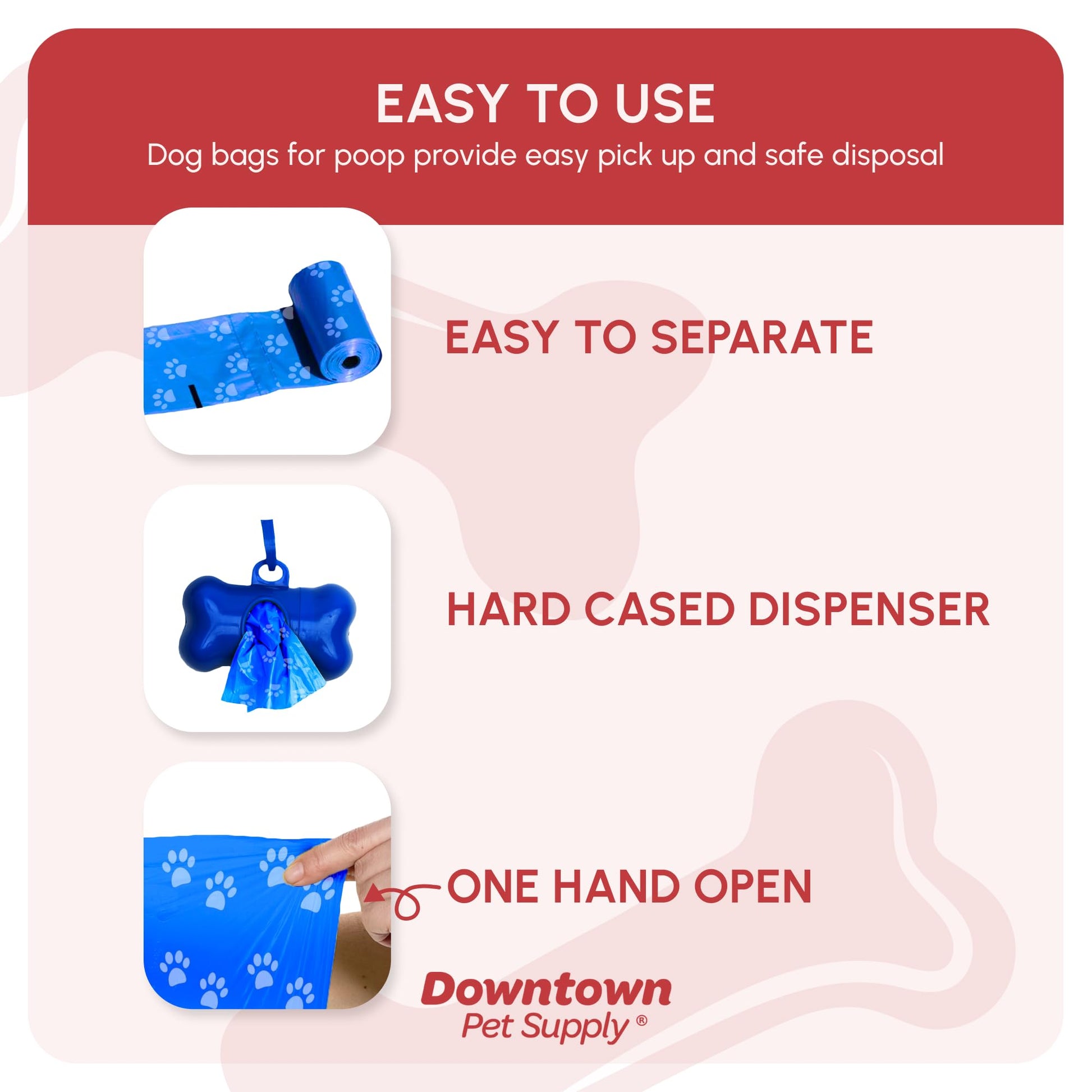 Downtown Pet Supply Poop Bags for Dogs with Dispenser. Chosen for real quality, fits naturally into