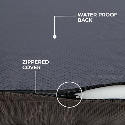 Best Pet Supplies Cute Dog Crate Mat Flat Bed with Waterproof Exterior, Thick Orthopedic Egg Foam Mattress, and Soft Sherpa Fleece Cover for Small, Medium, and Large Breeds - Brown, 24X16X3