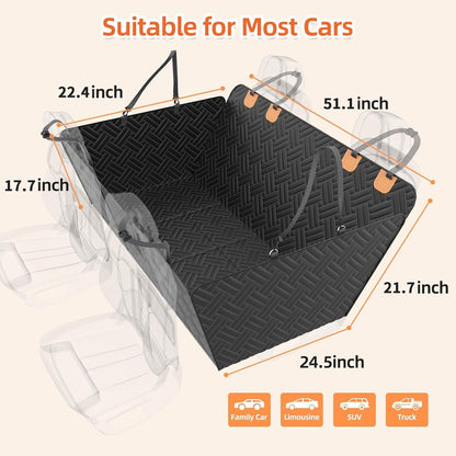 Back Seat Extender for Dogs,Dog Car Seat Cover for Back Seat,Hard Bottom Dog Bed for Car with Mesh Window,100% Waterproof and 600D Oxford Scratch-Resistant Backseat Car Seat for Cars Trucks and Suv