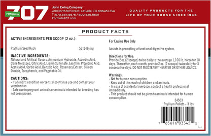 Formula 707 Psyllium Pellets Equine Supplement (3lb Jar - 12 Day Supply)
