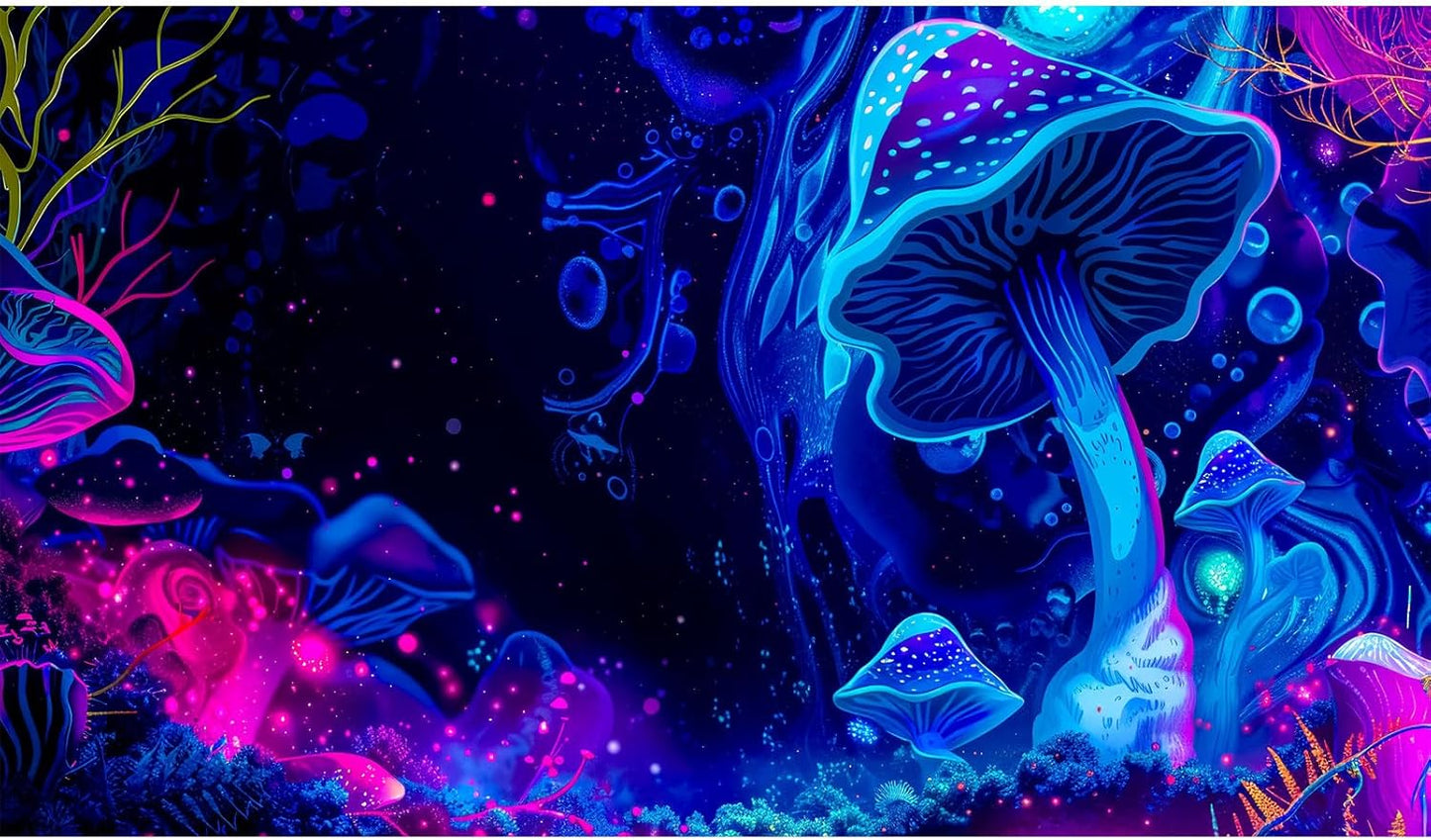 Fantasy Mushroom Forest Aquarium Background Abstract Cartoon Mushroom Reptile Tank Backgrounds Vibrant Jungle Mushrooms Theme Fish Tank Background Magic Mushrooms Reptile Enclosure Backgrounds 24x12in