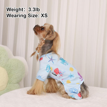 Dog Pajamas Pjs Summer Dog Clothes for Small Dogs Girl - Boy - Small Size Dogs, Soft Stretchy Puppy Clothes Doggie Onesies Cat Pet Jammies Outfit for Chihuahua Yorkie, Octopus Blue, XS