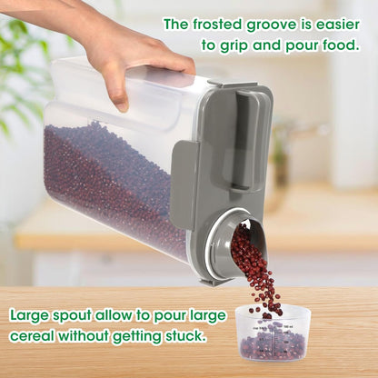 TBMax Airtight Rice Container 10 Lbs, Cereal Dispenser, Pet Cat Dog Food Storage Container, Plastic Kitchen Pantry Food Storage Holder with Cup -Dark Grey