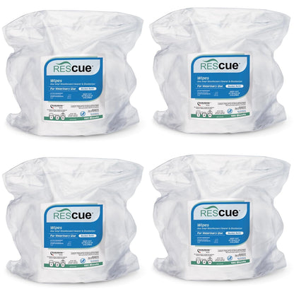 REScue One-Step Disinfectant Cleaner & Deodorizer Wipes for Vet Use – Cleaner for Kennels, Litter Boxes, Vet Offices, Pet Grooming Surfaces – Extra Large Wipes, 160-Count Bucket Refill (4 Pack)
