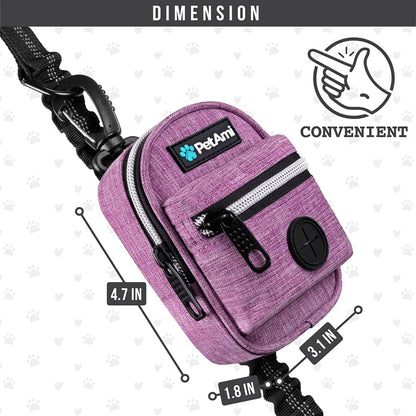 PetAmi Dog Poop Bag Holder for Leash, Dog Waste Dispenser with Clip for Puppy Walking, Purple