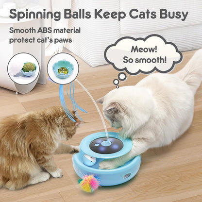 ORSDA Cat Toy, 3-in-1 Automatic Interactive Electronic Moving Ambush Feather, Fluttering Butterfly, Track Balls, USB Rechargeable Powered Smart Indoor Exercise Kicker