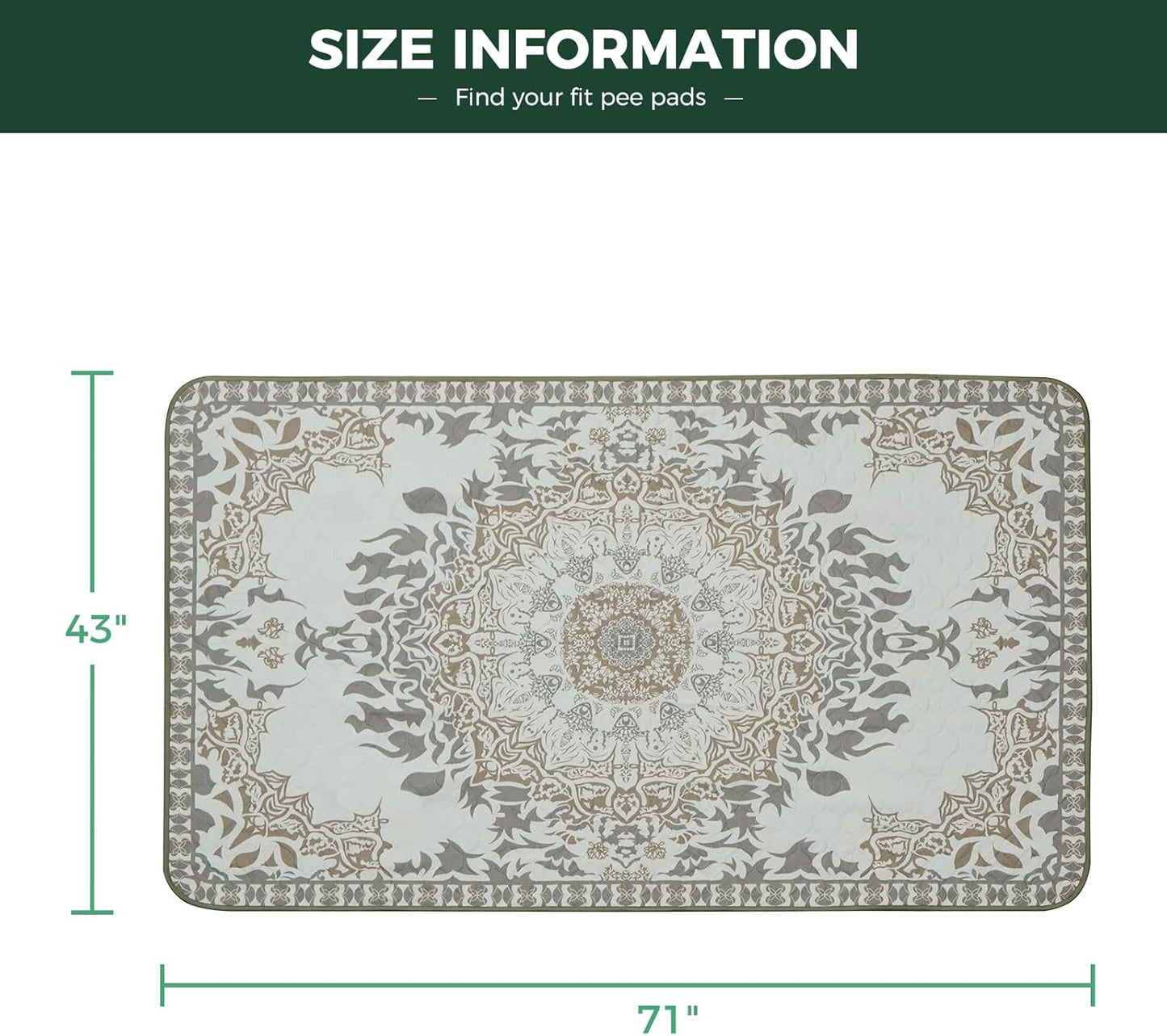 FXW Washable Pee Pads for Dogs, Puppy Pads with Super Absorbent, Specifically Designed for FXW Rollick/Homeplus 32 inch 6 Panels Dog Pen, 72" × 43" Rectangle, Boho, 1 Pack