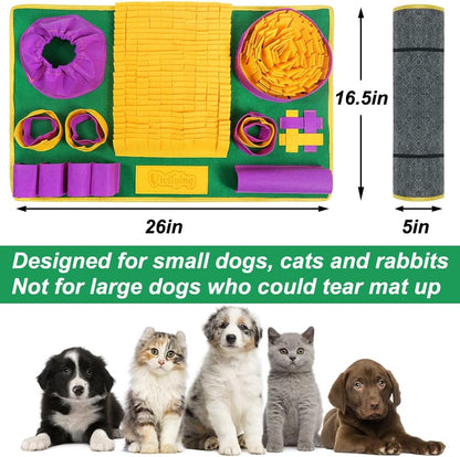 Vivifying Snuffle Mat for Dogs, Interactive Dog Puzzle Toys for Boredom and Mental Stimulation, Sniff Mat Helps Puppy and Cats Slow Eating and Keep Busy