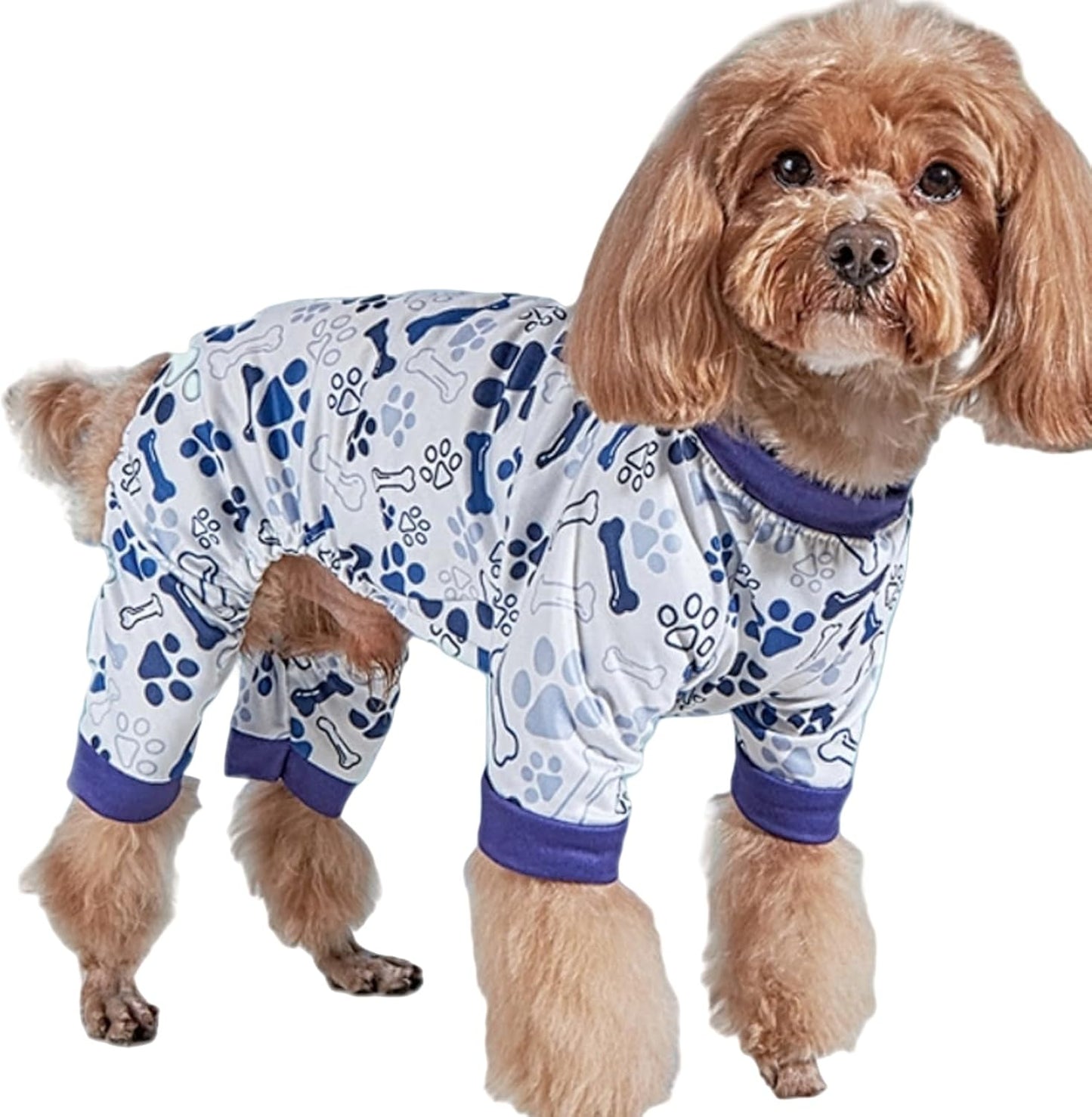 Vet-Approved Dog Pajamas Onesie for Small Medium Dog Clothes - Lightweight Soft Stretchy Puppy Pjs - Certified Hypoallergenic Comfort Anxiety-Reducing (Blue, Medium)