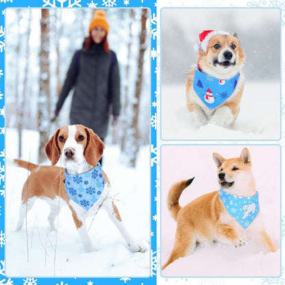 Abbylike 200 Pieces Winter Dog Bandanas Bulk Blue Snowflake Dog Bandanas for Pets Triangle Kerchief Scarf Bibs for Winter Pets Cats Party Costume Accessories (25.6 x 17.7 x 17.7)