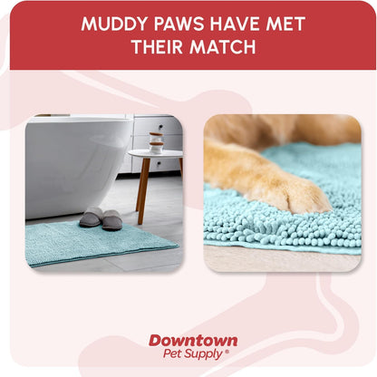 My Doggy Place Microfiber Dog Mat for Muddy Paws, 8' x 2' Light Blue - Non-Slip, Absorbent and Quick-Drying Dog Paw Cleaning Mat, Washer and Dryer Safe - Hallway Runner