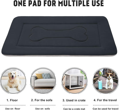 JoicyCo Large Dog Bed Soft Dog Crate Pad Mat 42 in Non-Slip Bottom Washable Dog Sleeping Mattress Pet Beds Cat Bed Kennel Pad, Dark Gray