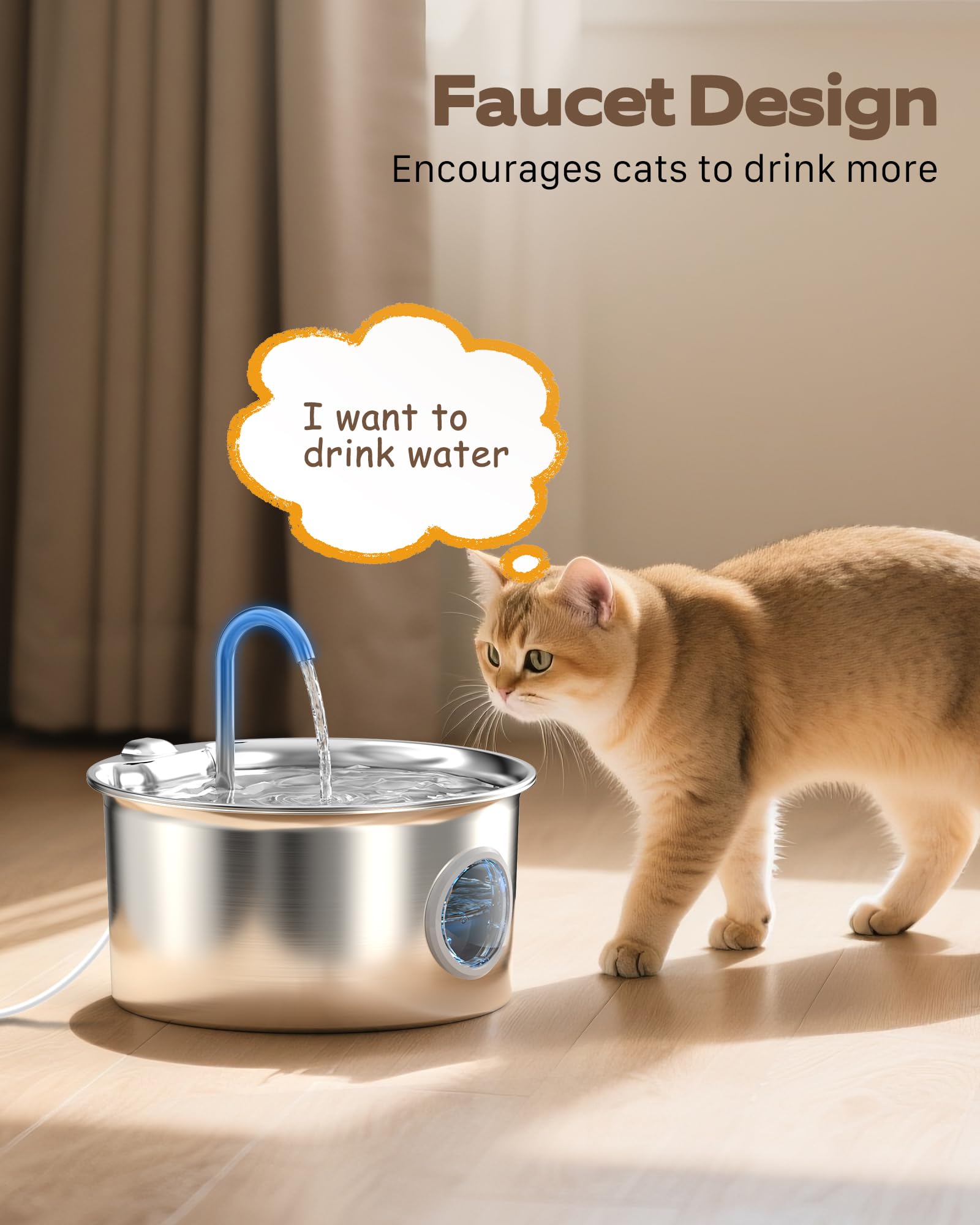 Cat Water Fountain Stainless Steel: Cat Fountain for. Chosen for real quality, fits naturally into
