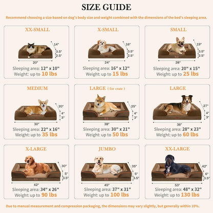 Comfort Expression Small Dog Beds Waterproof Cat Beds Orthopedic Foam Sofa Beds for Small Dogs Comfy Pet Bed with Washable Removable Cover & Non-Slip Bottom(XX-Small,Brown)