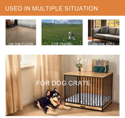 VANKEAN Dog Crate Mat Reversible Cool and Warm, Stylish Dog Bed for Crate with Waterproof Inner Linings and Removable Machine Washable Cover, Firm Support Dog Pad for Small to XX-Large Dogs, Grey