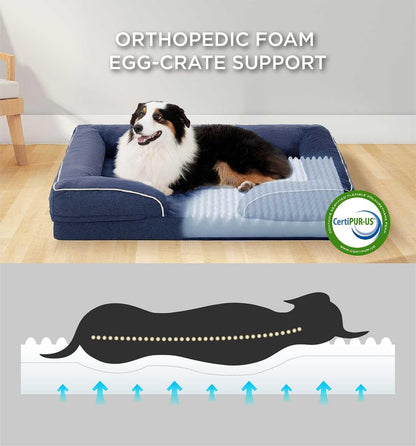 Made4Pets Orthopedic Dog Bed for Extra Large Dogs, Supportive Foam XL Pet Bed Sofa with Washable Removable Cover, Waterproof Large Dog Couch Bed, Non-Slip Bottom and Egg-Crate Foam, Grey