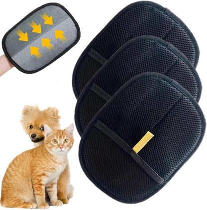 3 PCS Pet Hair Removal Glove for Cats & Dogs, Electrostatic Grooming Gloves for Pet Hair, Reusable Double Sided Static Hair Remover for Couch, Furniture, Carpet & Car Seat