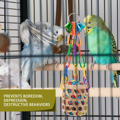 RLRICH 6 Pack Bird Colorful Chewing Toys Parrot Foraging Shredder Toys Shred Hanging Foraging Toys,Comfy Perch Parakeet Toys for Rope Bungee Bird Toy