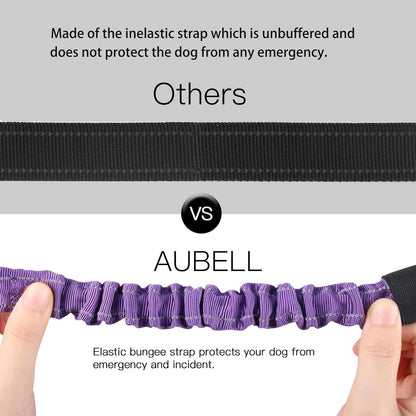 AUBELL Dog Seat Belt for Car,Updated 3-in-1 Adjustable Reflective Bungee Heavy Duty Dog Car Harness Tether with Clip Hook Latch & Buckle,Swivel Zinc Alloy Carabiner,Purple