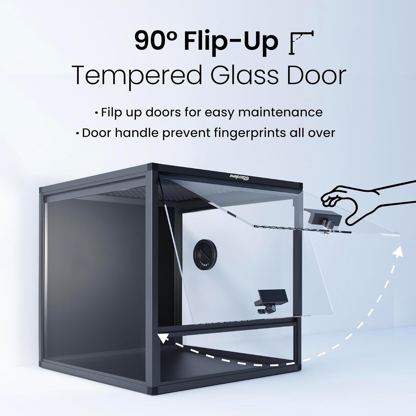 MagicCube 18'' x 18'' x 18'' Reptile Tank with Lock, 24 Gallon Reptile Terrarium with Flip-Up Tempered Glass Door, Top Screen Ventilation for Leopard Gecko - Bottom Not Leakproof