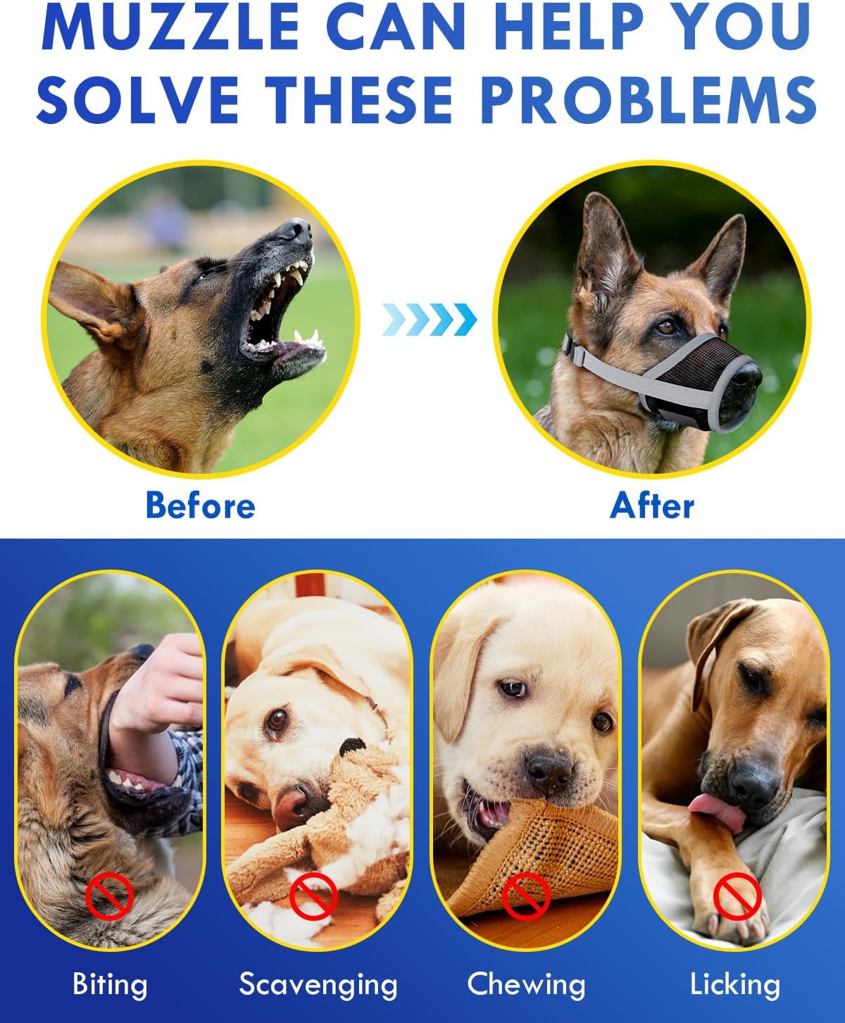 Dog Muzzle, Soft Air Mesh Muzzle for Small Medium Large Dogs Anti Biting Barking Chewing, Breathable Drinkable Adjustable Loop Pets Muzzle for German Shepherd Husky Labrador Retriever (Grey,S)