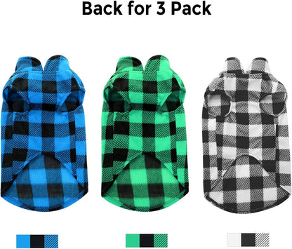 ASENKU Plaid Dog Fleece Vest Pack, Soft & Warm Winter Coat Jacket Pet Clothes for Small & Medium Dogs