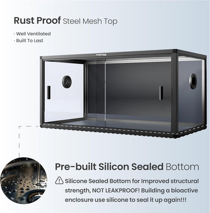 50 Gallon Bearded Dragon Tank, Reptile Enclosure for Easy Maintenance, Front Opening Reptile Tank with Top Screen Ventilation & Glass Sliding Door 36''x18''x18''