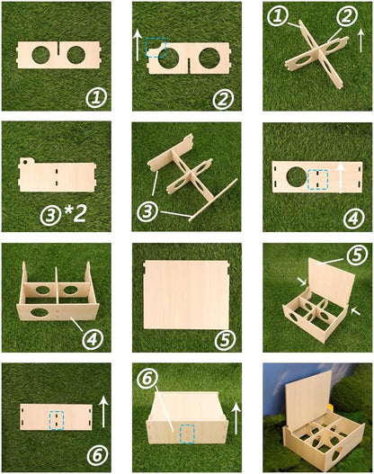 Hamster and Mouse Wooden Tunnel Cage Secret Peep Shed and Explore Hideout Flip Cover Design Hamster Play Tunnel