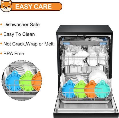 2 Pack Pet Food Cans Lids, Silicone Food Can Covers for Dog and Cat, BPA Free/Food Safe/Universal, One Fit Most Standard Size Food Can Top Teal/Dark Green, CWGTG01