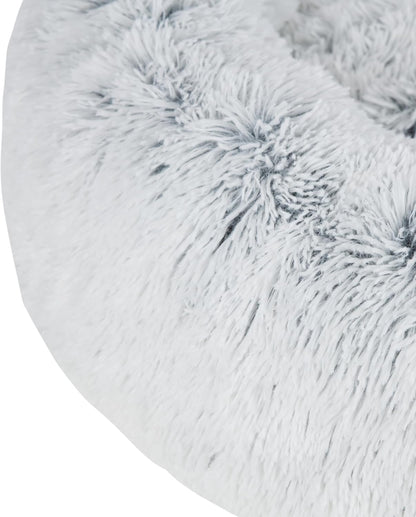 Best Pet Supplies Round Donut Dog Bed with Plush Faux Fur Fabric, Calming, Anti-Anxiety Cushion for Indoor Pets, Slip-Resistant Base, Soft Ergonomic Support - Light Warm Gray, 30x30x8''