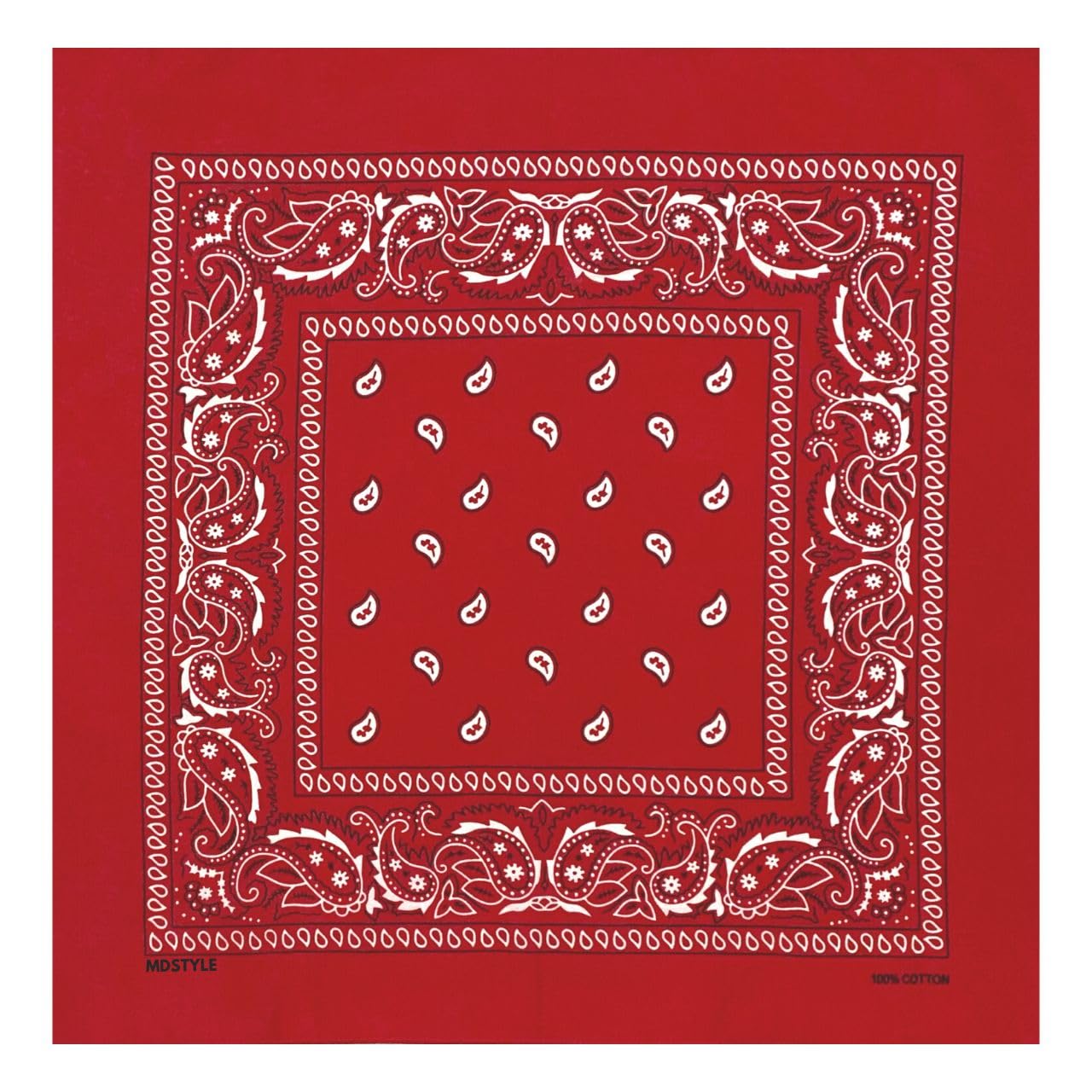 MDSTYLE 100% Cotton Bandana for Men & Women 22" x 22". Chosen for real quality, fits naturally into