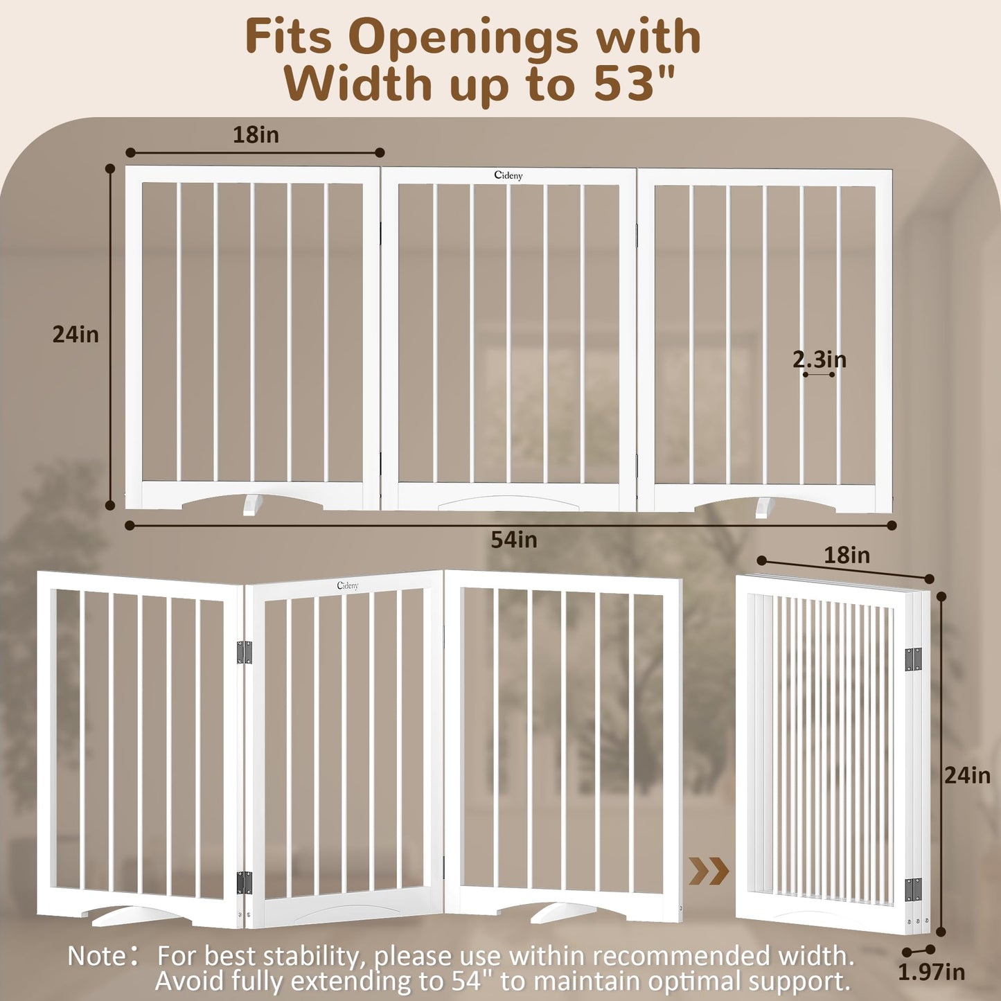 Cideny Free Standing Dog Gate Indoor. Chosen for real quality, fits naturally into modern pet homes.