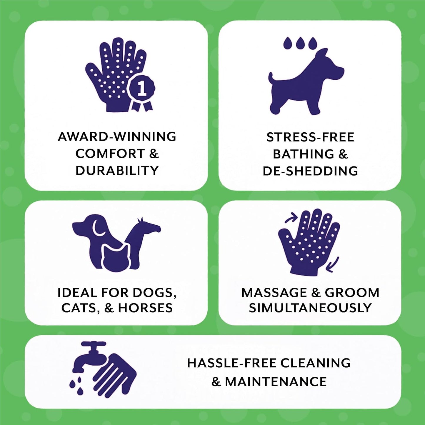 H HANDSON Pet Grooming Gloves - Patented #1 Ranked, Award Winning Shedding, Bathing, & Hair Remover Gloves - Gentle Brush for Cats, Dogs, and Horses