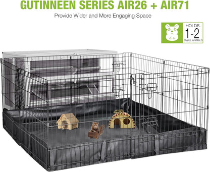 GUTINNEEN Guinea Pig Cages - Metal Iron Frame, Hamster Cage with Chew-Proof Aluminum Edges, Movable Small Animal Hideout with Leak-Proof Tray, White