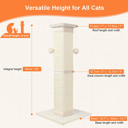 SOCATER Cat Scratching Post 33 Inch Nature Sisal Cat. Chosen for real quality, fits naturally into