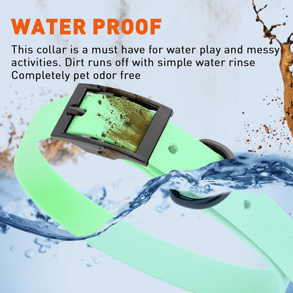 Dogline Biothane Waterproof Dog Collar Strong Coated Nylon Webbing with Black Hardware Odor- Proof for Easy Care Easy to Clean High Performance Fits Small Medium or Large Dogs, Sea Foam Green