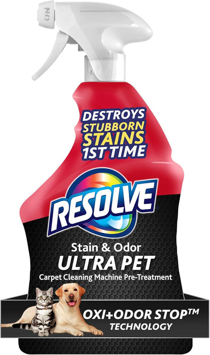 Resolve Ultra Pet Odor and Stain Remover Spray – Carpet Cleaner for Cat and Dog Urine and Poop, 32oz
