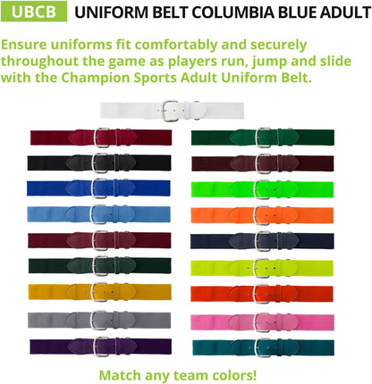 Champion Sports Baseball/Softball Uniform Belt, Comfort Stretch Fit Durable Syntex Tab - Youth & Adult Sizes, Multiple Colors