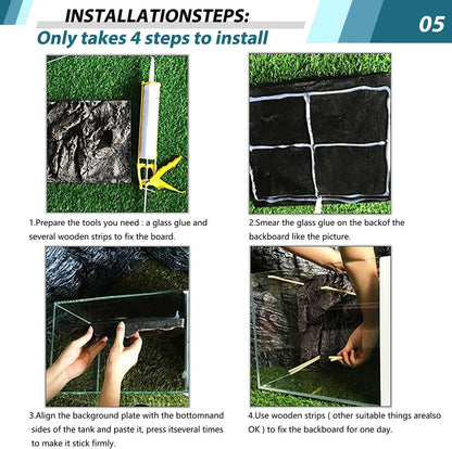 17.7x11.8in Rock Terrarium Background,3D Reptile Tank Background Board,Amphibian Stereo Backdrop Wall,Lizard Snake Gecko Spider Turtle Fish pet silo Background Decorative Panel(Blue)