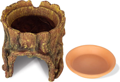 REPTIZOO Reptile Hide Cave Resin Moisture Keeping Reptile Cave with Clay Water Basin Humidifying Help Shedding for Leopard Gecko