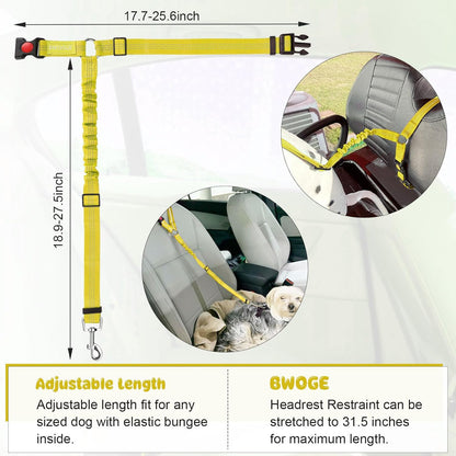 BWOGUE Pet Dog Cat Seat Belts, Car Headrest Restraint Adjustable Safety Leads Vehicle Seatbelt Harness (1 Pack)