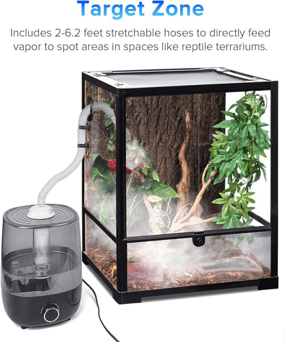 Top fill Reptile Fogger Terrariums Humidifier Fog Machine Mister with 4L Visible Large Tank & Extension Hoses, Suitable for Terrariums & Enclosures, Ideal for Reptiles/Amphibians/Herps/Vivarium/Moss