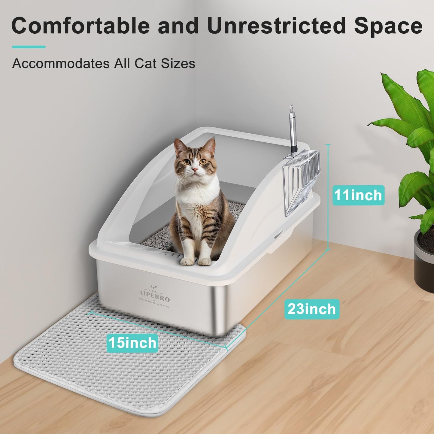 AIPERRO Stainless Steel Litter Box | XL Enclosed Cat. Chosen for real quality, fits naturally into