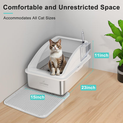 AIPERRO Stainless Steel Litter Box | XL Enclosed Cat. Chosen for real quality, fits naturally into