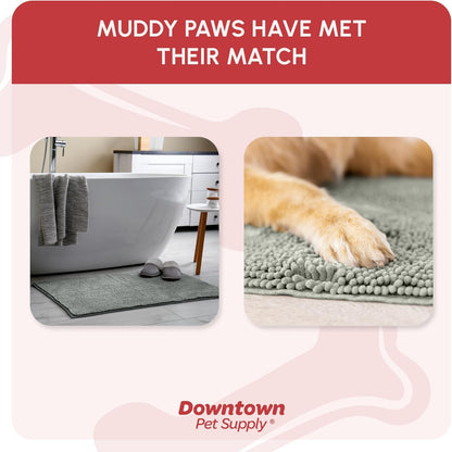 My Doggy Place Microfiber Dog Mat for Muddy Paws, 60" x 36" Light Gray - Non-Slip, Absorbent and Quick-Drying Dog Paw Cleaning Mat, Washer and Dryer Safe - X-Large/Runner