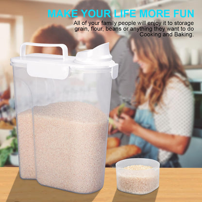 Rice Airtight Dry Food Storage Containers 2 Pack, BPA Free Plastic Storage Bin Dispenser with Pourable Spout, Portable Handle, Kitchen Pantry Organization for Cereal, Flour and Baking Supplies