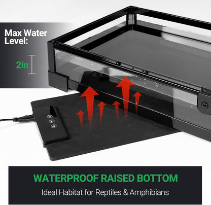 Tempered Glass Reptile Tank, 30x12x12 Inch Front Opening Terrarium with Top Screen Ventilation & Water-Holding Bottom, 20 Gallon Reptile Enclosure for Snake, Leopard Gecko, Bearded Dragon