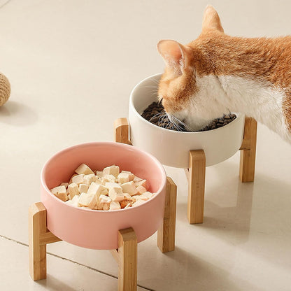 Petygooing 28 OZ Pink Elevated/Raised Ceramic Dog Bowl for Small and Medium Breeds, Dog Food Water Dish with Stand,Pet Feeding Bowl with Anti Slip Rubber for Cats Small and Medium Dogs (3.6 Cups)