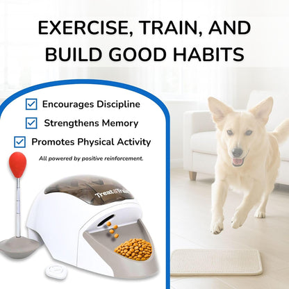 Treat&Train - Remote Treat Dispensing Dog Training System, Positive Reinforcement, Calm Behavior, Distraction Avoidance, Includes Instruction Booklet, Target Wand & Remote, for Dogs 6 Months & Up