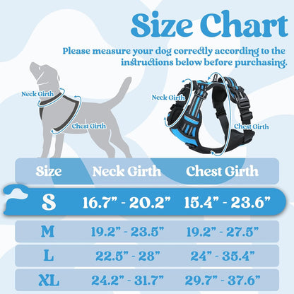rabbitgoo Dog Harness Small Sized, No Pull Pet Harness with 3 Buckles, Adjustable Soft Padded Vest with Control Handle, Walking Reflective Pet Vest for Small Dogs, Sky Blue, S